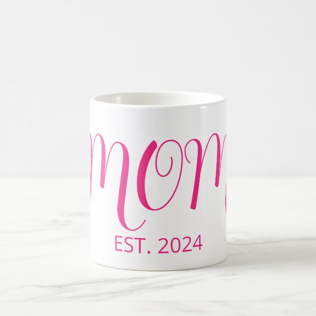 Mom Established Big Script New Mom Gift Coffee Mug (Center)