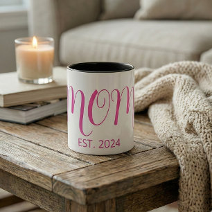 Mom Established Big Script New Mom Gift Two-Tone Coffee Mug