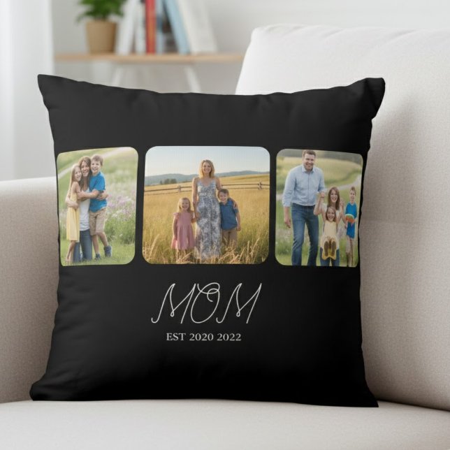 Mom Established Black Script 3 Photo   Cushion (Creator Uploaded)