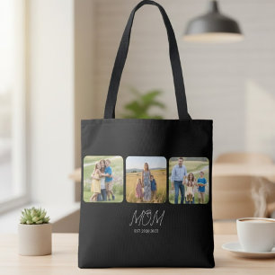 Mom Established Black Script 3 Photo  Tote Bag