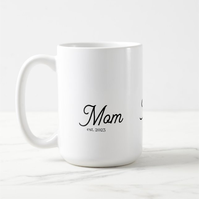 Mom Established Black Script Coffee Mug (Left)