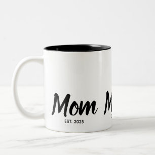 Mom Established Black Script Custom Year Two-Tone Coffee Mug