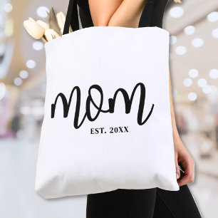 Mom Established Black Script Mother's Tote Bag