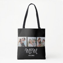 Mom Established, Black Script, Photo Tote Bag