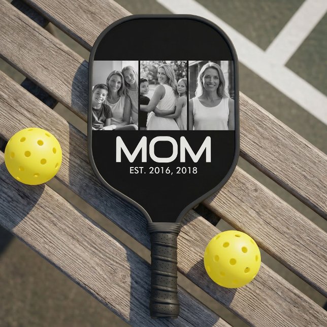 Mom Established Bold Black 3 Photo  Pickleball Paddle (Creator Uploaded)