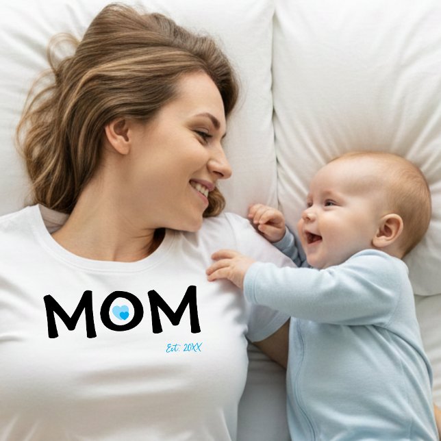 Mom Established Double Nested Blue Heart T-Shirt (Creator Uploaded)