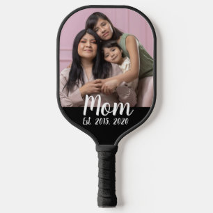 Mom Established Fun Script Photo Pickleball Paddle