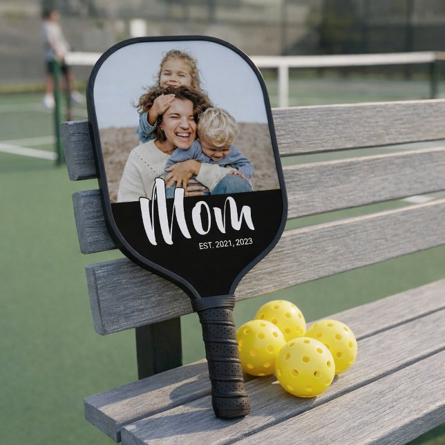 Mom Established Fun Script Photo Pickleball Paddle (Mom Established Fun Script Photo Pickleball Paddle)