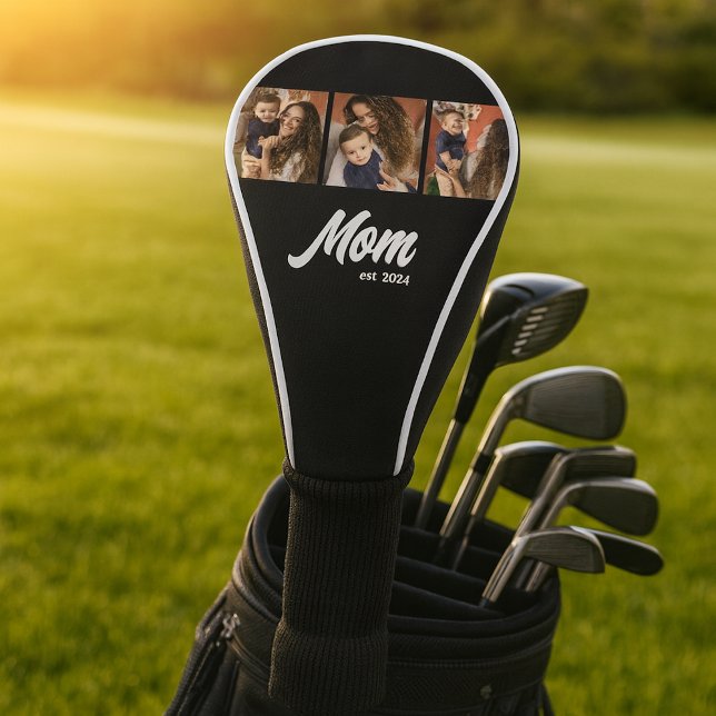 Mom Established Modern Black Photo Golf Head Cover (Creator Uploaded)