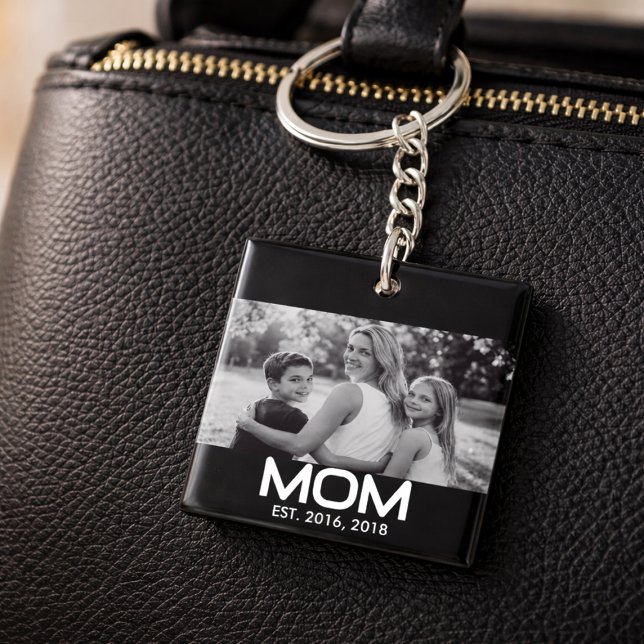 Mom Established Modern Bold Photo Key Ring (Creator Uploaded)