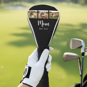 Mom Established Modern Script 3 Photo Black Golf Head Cover