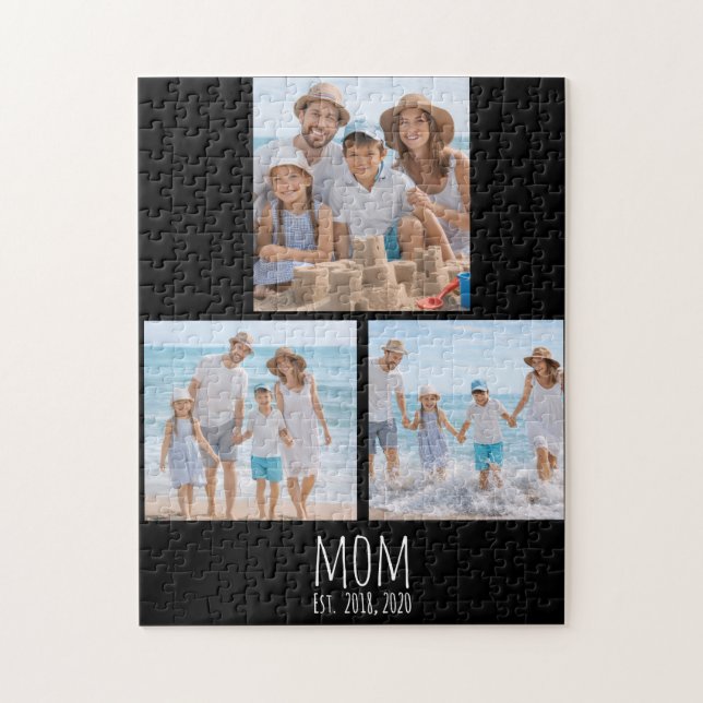Mom Established Modern Script 3 Photo  Jigsaw Puzzle (Vertical)