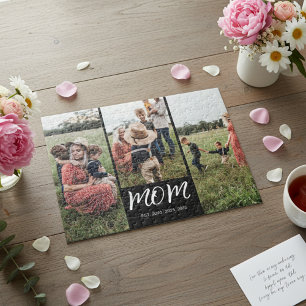 Mom Established Modern Script 3 Photo Jigsaw Puzzle