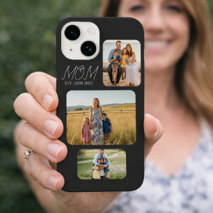 Mom Established Modern Script Black 3 Photo Case-Mate iPhone 14 Case