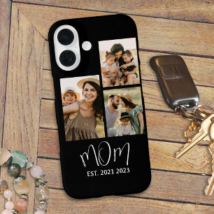 Mom Established Modern Script Black 3 Photo iPhone 16 Case