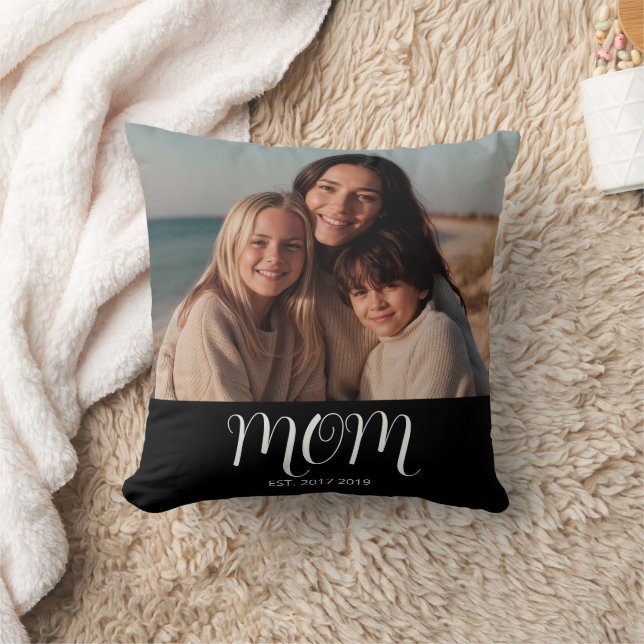 Mom Established Modern Script Photo Cushion (Blanket)