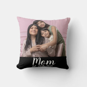 Mom Established Modern Script Photo Cushion