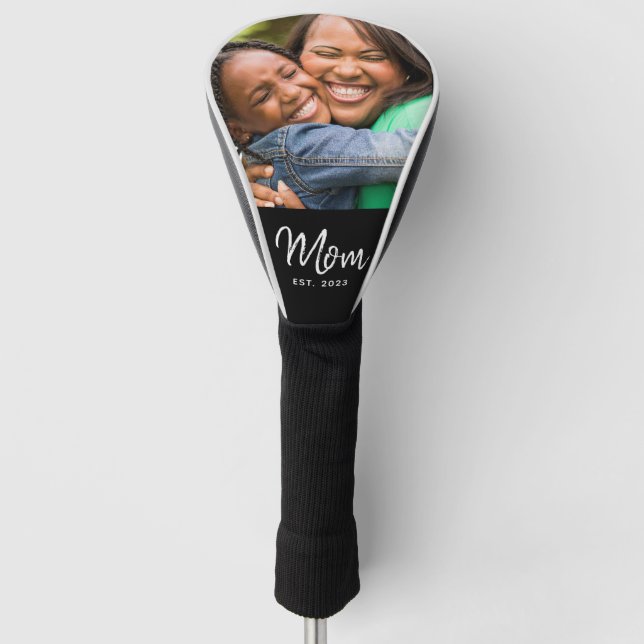 Mom Established Modern Script Photo Golf Head Cove Cover (Front)