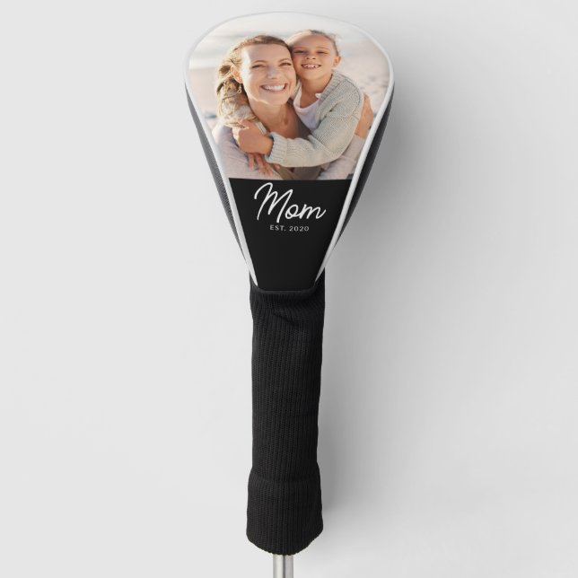 Mom Established Modern Script Photo Golf Head Cover (Front)