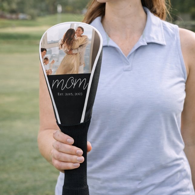 Mom Established Modern Script Photo  Golf Head Cover (Creator Uploaded)