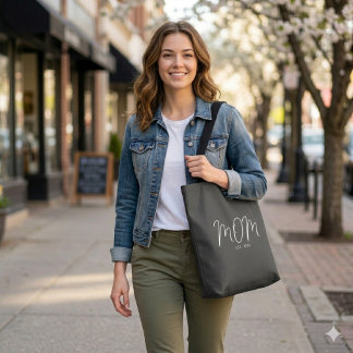 Mom Established New Mom Gift  Tote Bag