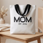 Mom Established New Mom Gift Tote Bag<br><div class="desc">Mom Established New Mom Gift - Minimal Elegant Black Script Mom Tote Bag - Add your custom "Est" established year date when your first child was born. Add additional years for each child.</div>