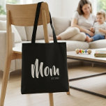 Mom Established New Mom Gift Tote Bag<br><div class="desc">Black White Mama Established New Mom Gift - Minimal Elegant Script Mom Tote Bag - Add your custom "Est" established year date when your first child was born. Add additional years for each child.</div>