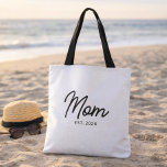 Mom Established New Mom Gift Tote Bag<br><div class="desc">Mom Established New Mom Gift - Minimal Elegant Black Script Mom Tote Bag - Add your custom "Est" established year date when your first child was born. Add additional years for each child.</div>