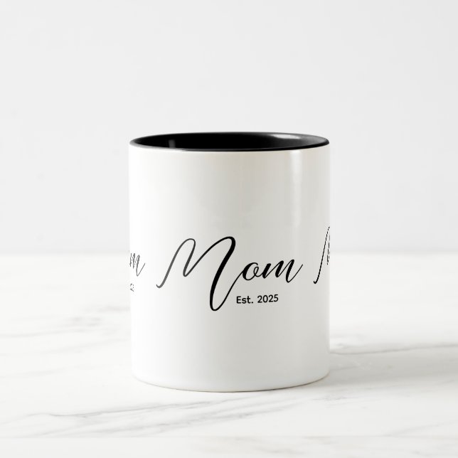 Mom Established New Mom Gift Two-Tone Coffee Mug (Center)