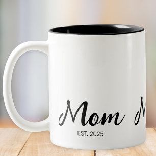 Mom Established New Mom Gift Two-Tone Coffee Mug