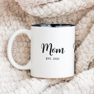 Mom Established New Mom Gift Two-Tone Coffee Mug