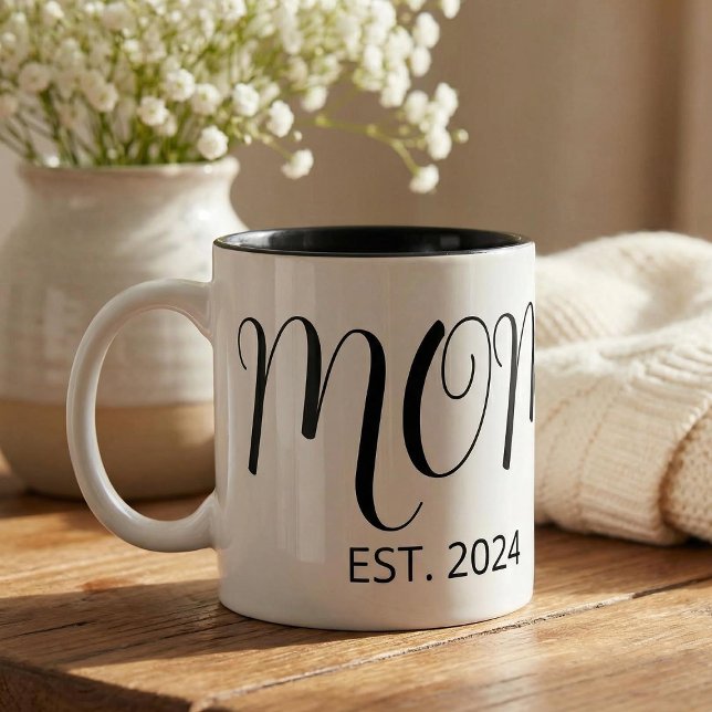 Mom Established New Mom Gift Two-Tone Coffee Mug (Creator Uploaded)