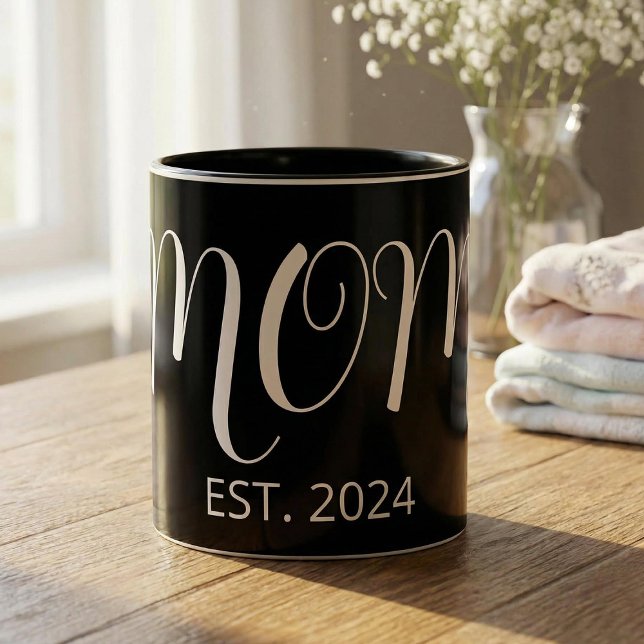 Mom Established New Mom Gift Two-Tone Coffee Mug (Creator Uploaded)