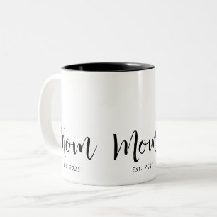 Mom Established New Mom Gift Two-Tone Coffee Mug