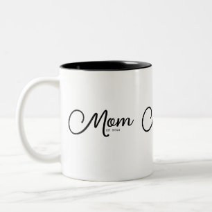 Mom Established New Mom Gift Two-Tone Coffee Mug