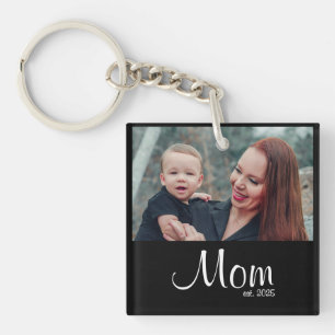 Mom Established Photo Gift Key Ring