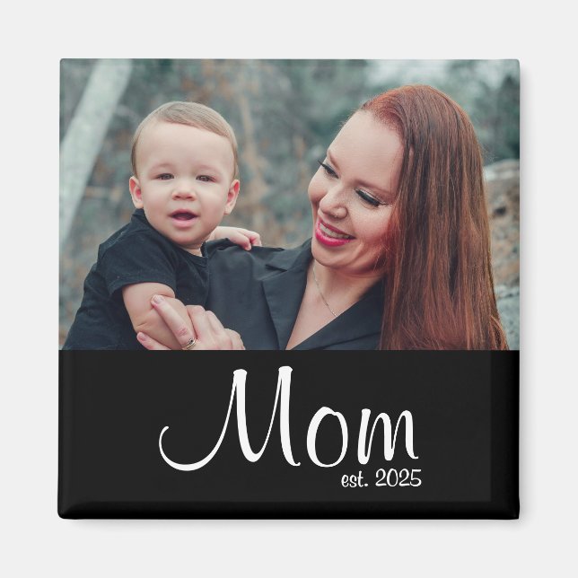 Mom Established Photo Gift Magnet (Front)