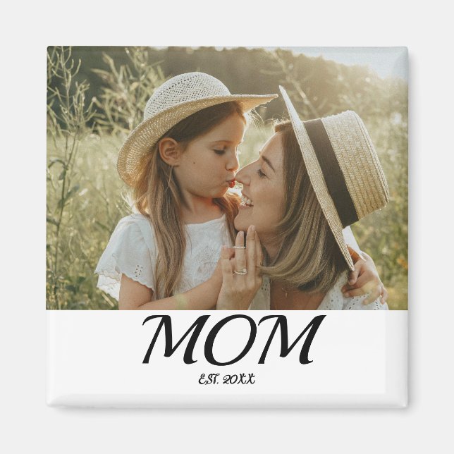 Mom Established Photo Gift  Magnet (Front)