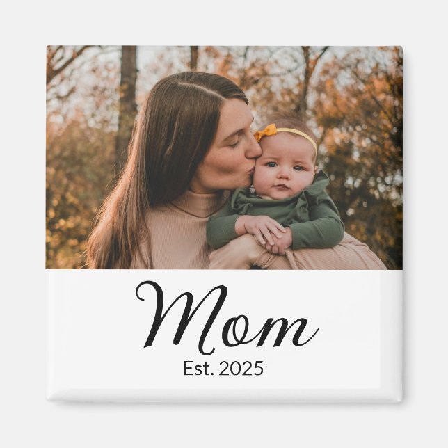 Mom Established Photo Gift Magnet (Front)