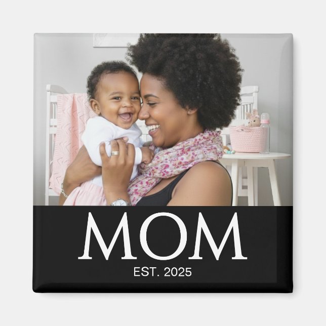 Mom Established Photo Gift Magnet (Front)