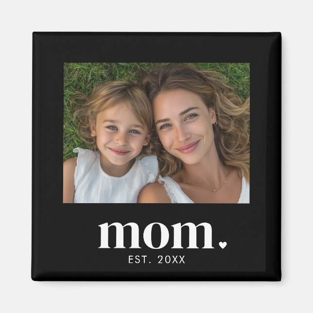 Mom Established Photo Gift  Magnet (Front)