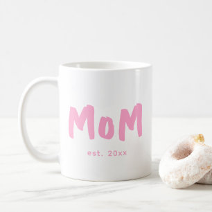 Mom Established Pink Typography New Mom Coffee Mug