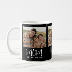 Mom Established Script Black 3 Photo Coffee Mug