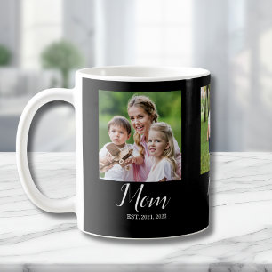 Mom Established Script Black 3 Photo Coffee Mug