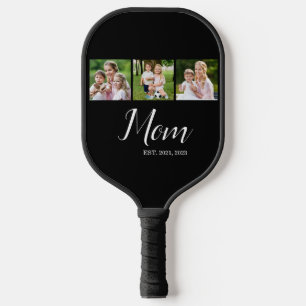 Mom Established Script Black 3 Photo Pickleball Paddle