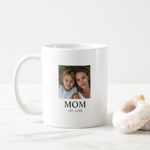 Mom Established Script Black Photo Coffee Mug