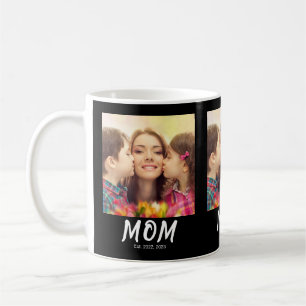 Mom Established Script Black Photo Coffee Mug