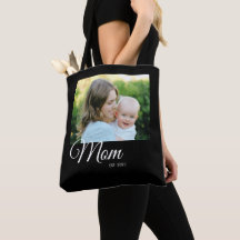 Mom Established Script Black Photo Gift