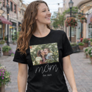 Mom Established Script Black Photo  Tri-Blend Shirt