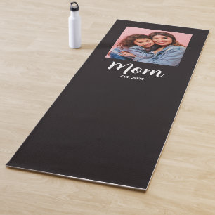 Mom Established Script Black Photo  Yoga Mat